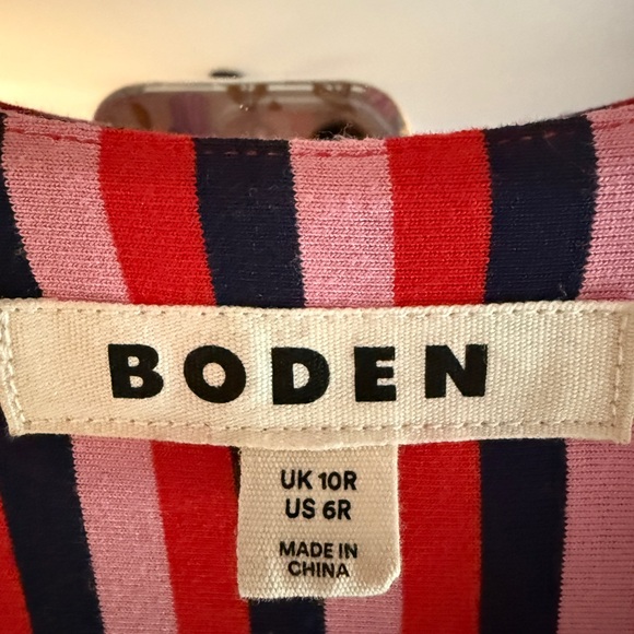 Boden Red and Blue Striped Midi Dress - Picture 5 of 7